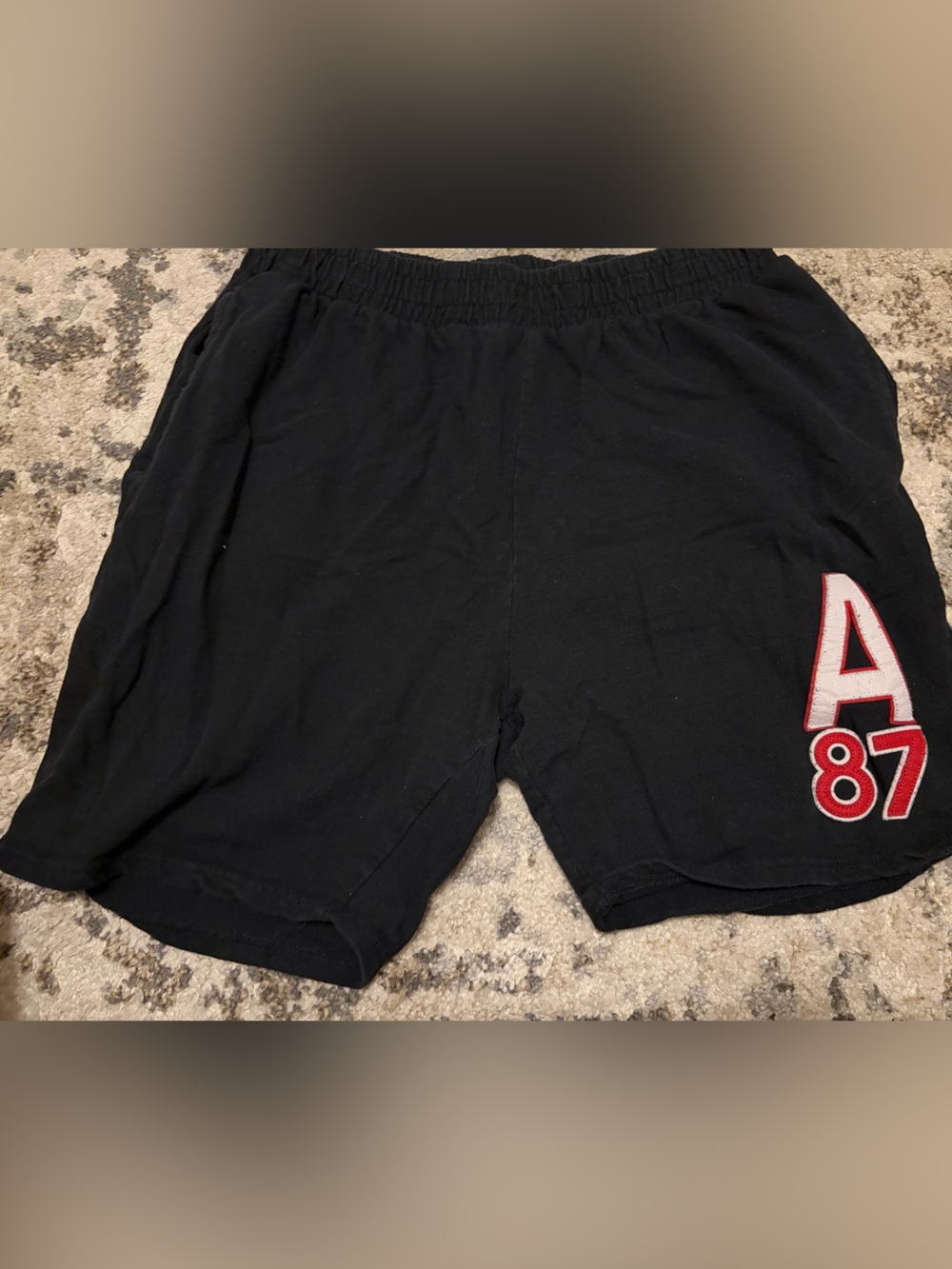 Aeropostale Sleepwear Black Shorts with Red White 'A 87' Patch